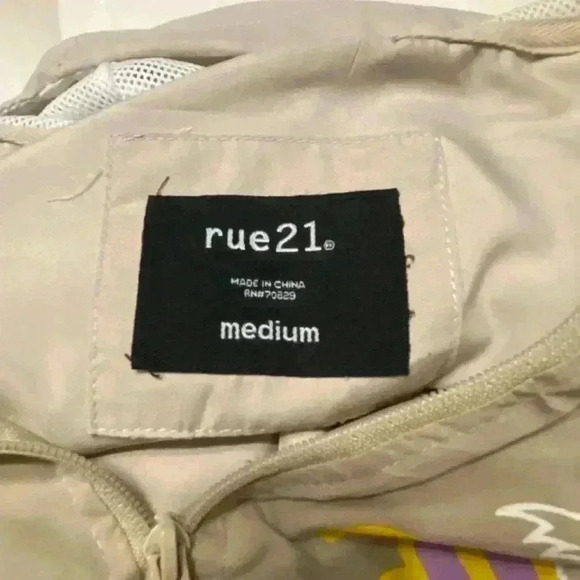 Mens Rue 21 windbreaker jacket with hood (no drawstring) graphics pockets size M - Picture 13 of 15